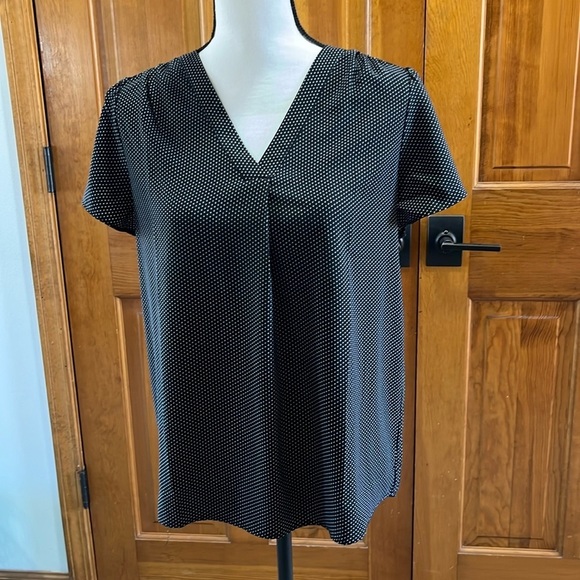 Hilary Radley Tops - Black & Off-White Dot Blouse
